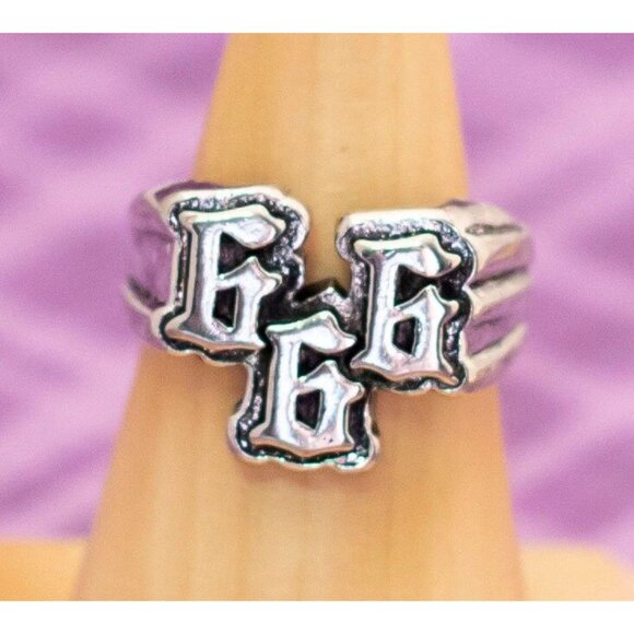 Vintage 999 Silver Tone Triple Nine Ring Size 12 - V2 - Picture 2 of 3